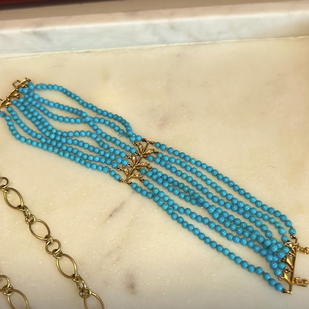 Cathy Waterman Turquoise yellow gold and diamond bracelet